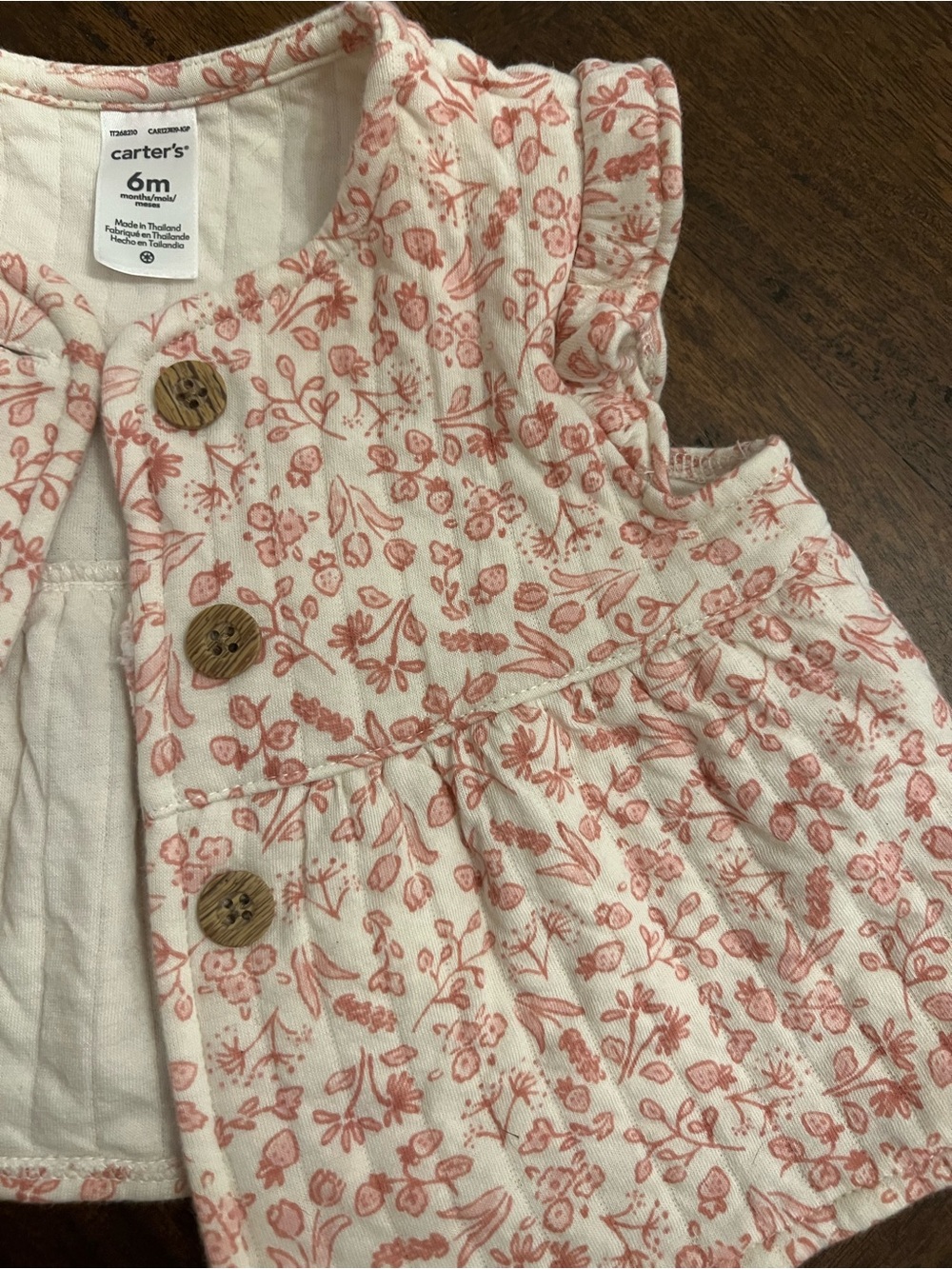 Carter's Baby Flutter Sleeve Vest - Cream with Dusty Rose Floral Print